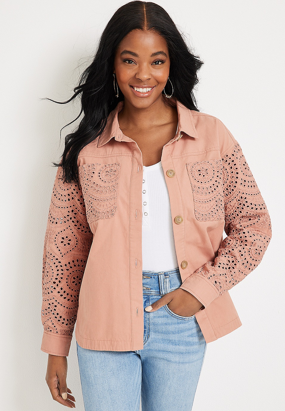 Eyelet Twill Jacket | Maurices