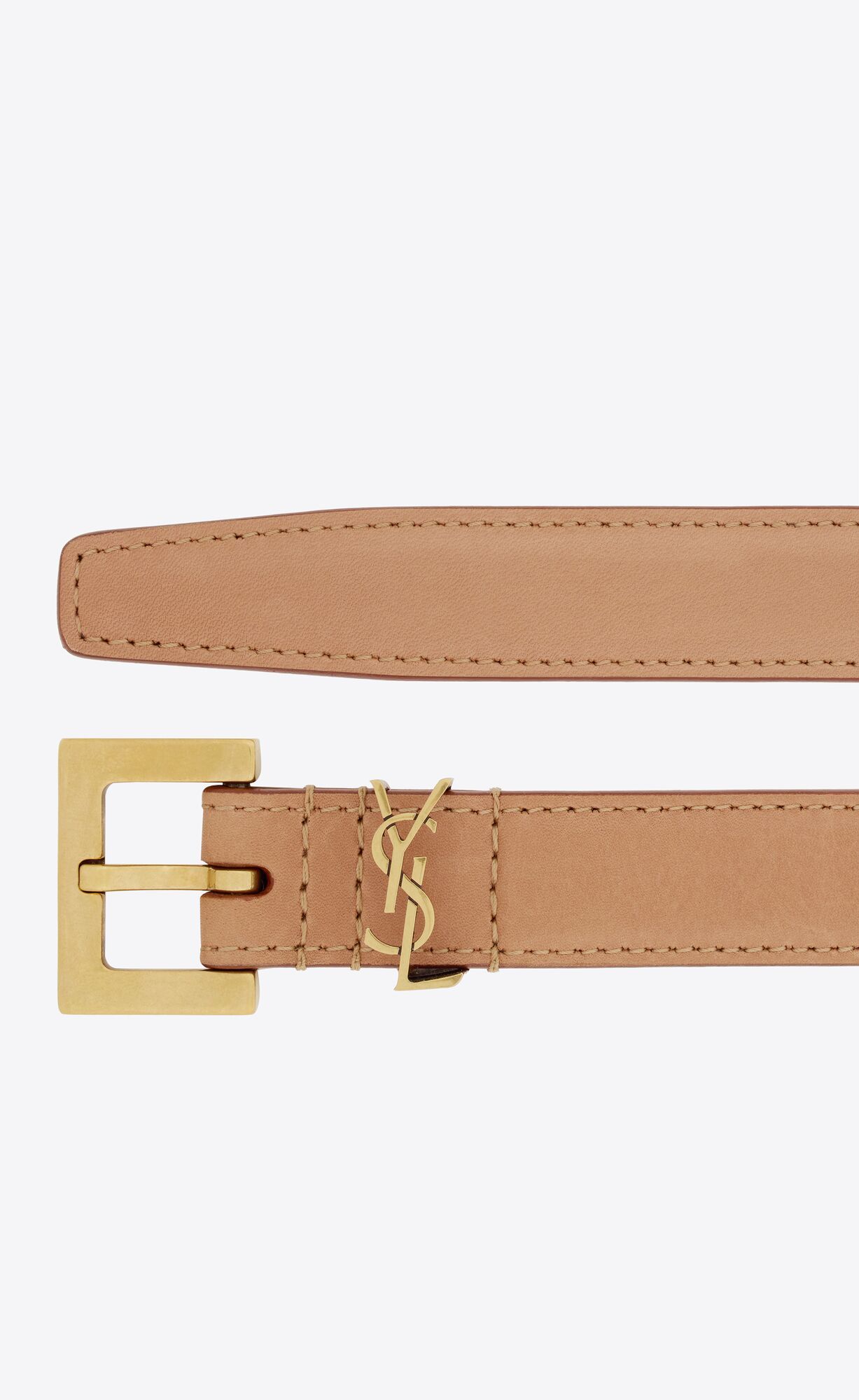 cassandre thin belt with square buckle in vegetable-tanned leather | Saint Laurent Inc. (Global)