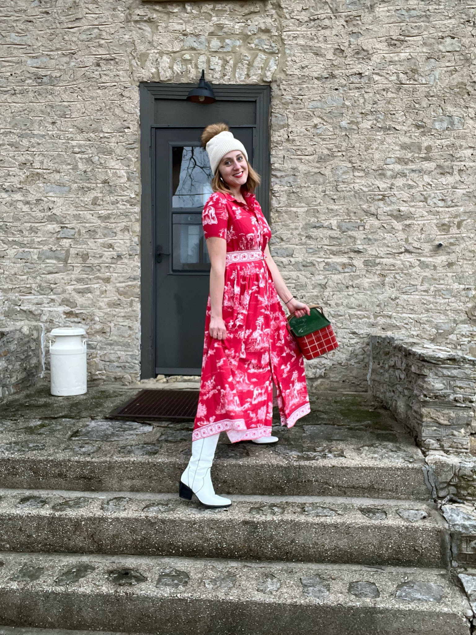 🌲 This @eShakti Horse Print Crepe Fit-And-Flare Shirtdress is getting me in a holiday mood. Perfect for a visit to the farm. 🌲 The beautiful horses on this red belted dress make it enduring, and you can customize your order @eShakti makes it easy to adjust the dress size by adding your own measurements. In addition, you can choose the length, desired sleeve size, and more. Check out the @eShakti website and the different choices for formal, casual, and classic styles. Shoes @dreampairsshoes Hat @anthropologie #customized #eShakti #theglennygirl #holidaydress #horseprint #horse #reddress #countrychristmas #anthropologie 
#🐎

#LTKGiftGuide #LTKSeasonal #LTKHoliday