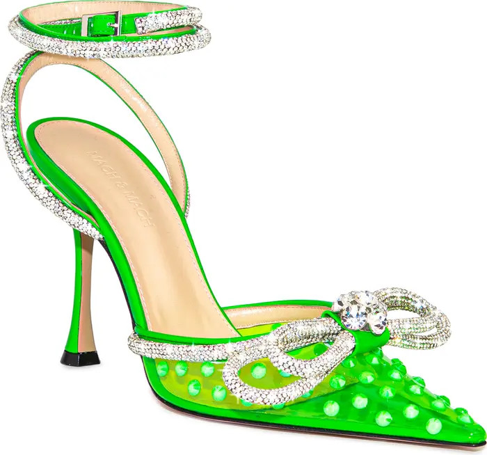Mach & Mach Crystal Double Bow PVC Pointed Toe Pump | Nordstrom | Nordstrom
