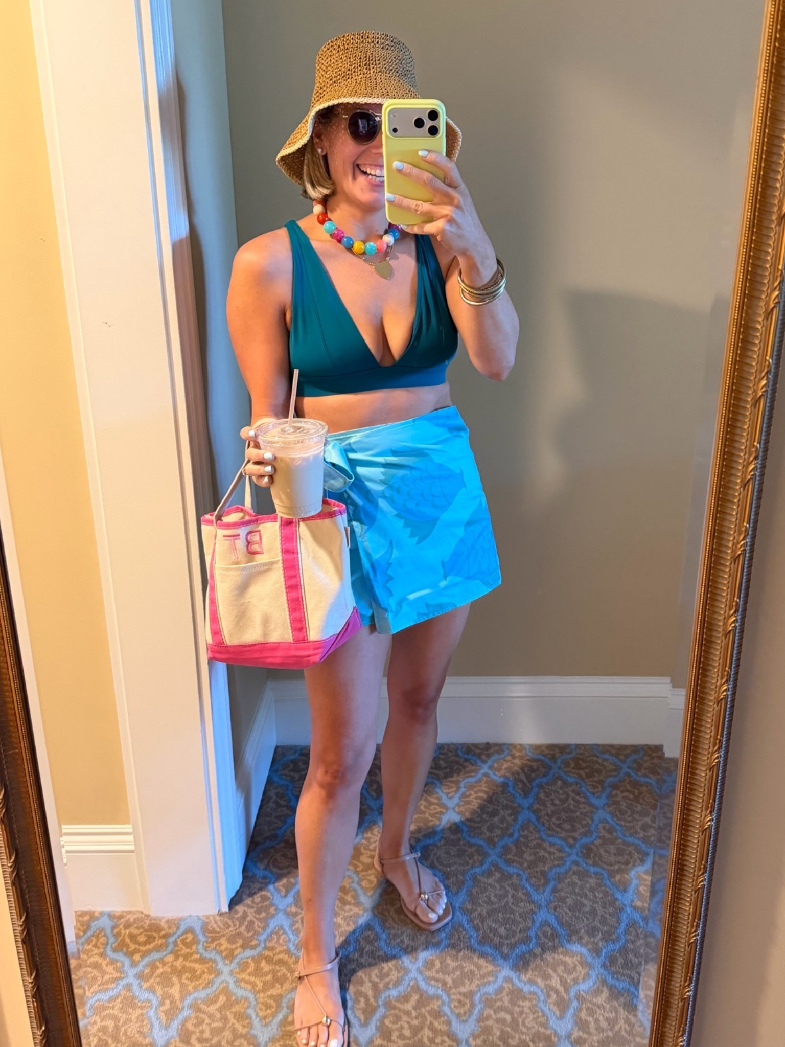 Swim look day 2
Swimsuit is Amazon i did the small 
Hat is Avara use code Bobbi15 
Skirt is Dottie hart but can’t link here 
Sandals Amazon
Bag sprinkled with pink use code bobbi10

#LTKPetite #LTKootd #LTKSwim