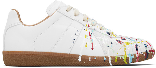 Maison Margiela - White Paint Replica Sneakers | SSENSE