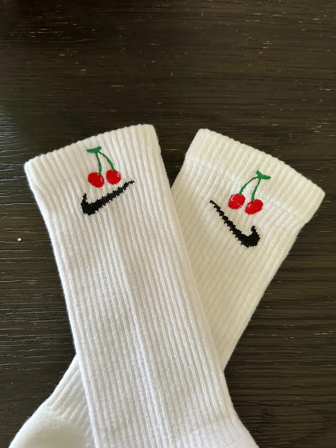 Cherry socks | Cherry embroidery | Cute socks | Girly Embroidery |  Trendy Embroidery Crew Socks | Etsy (US)