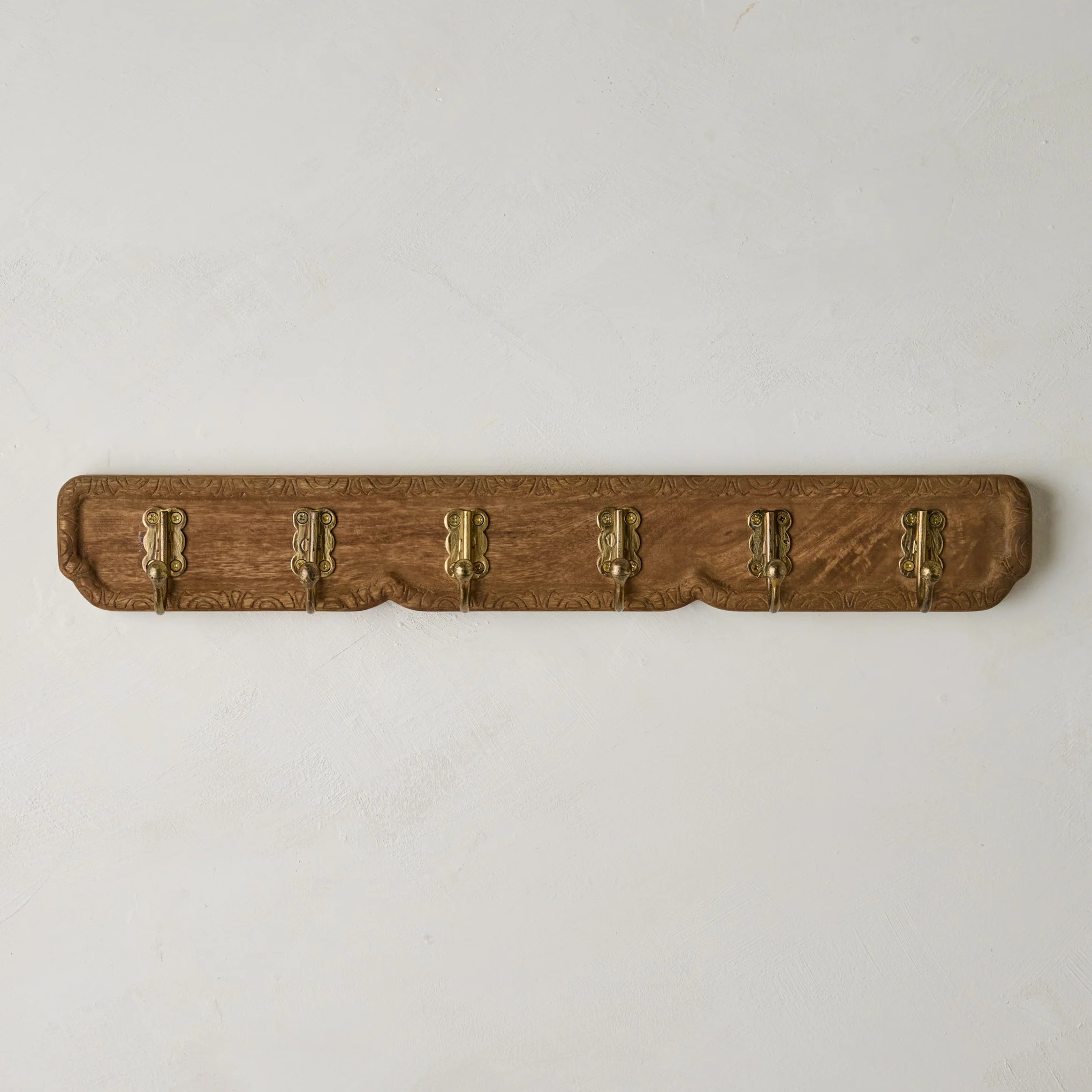 Caroline Carved Wood and Brass Hook Rack | Magnolia