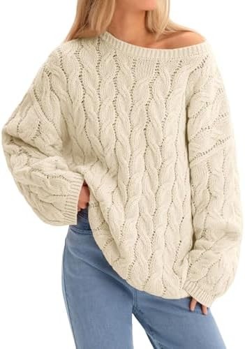 Cicy Bell Womens Oversized Cable Knit Sweaters Long Sleeve Crewneck Chunky Loose Fit Pullover Top... | Amazon (US)