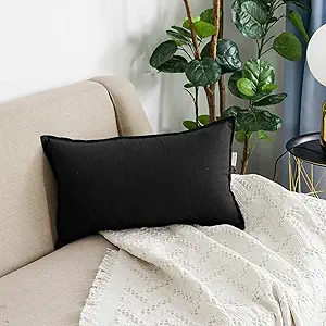 Jeanerlor Cotton Linen Decorative 12"x20" Lumbar Throw Pillow Case Cushion Cover with Twin Needle... | Amazon (US)