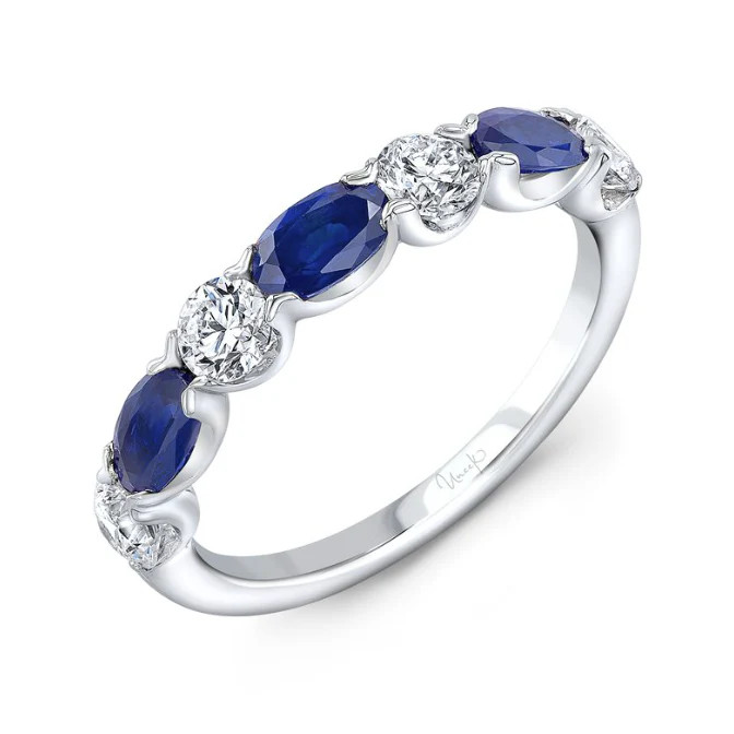 18KW Oval Sapphire Band with Diamonds | Susan Saffron Jewelry