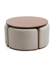 5pc 33in Cocktail Table With 4 Ottomans Set | Marshalls