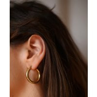 Thick Gold Hoop Earring, Sade Hoops, Vintage Style Small Earrings, Modern Classic Earrings | Etsy (US)