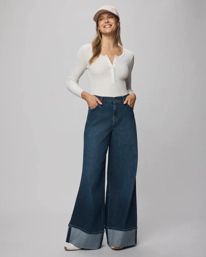 Ravyn Cuffed Wide Leg Jean in Dark Wash | Splendid