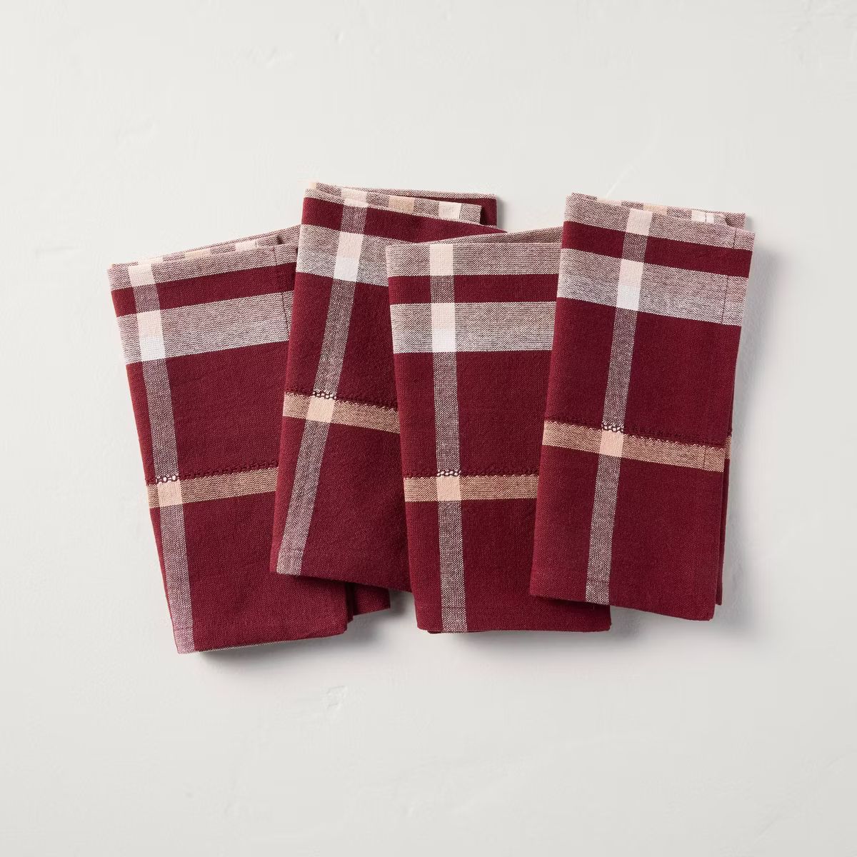 4pk Fall Plaid Cloth Napkins Burgundy - Hearth & Hand™ with Magnolia | Target