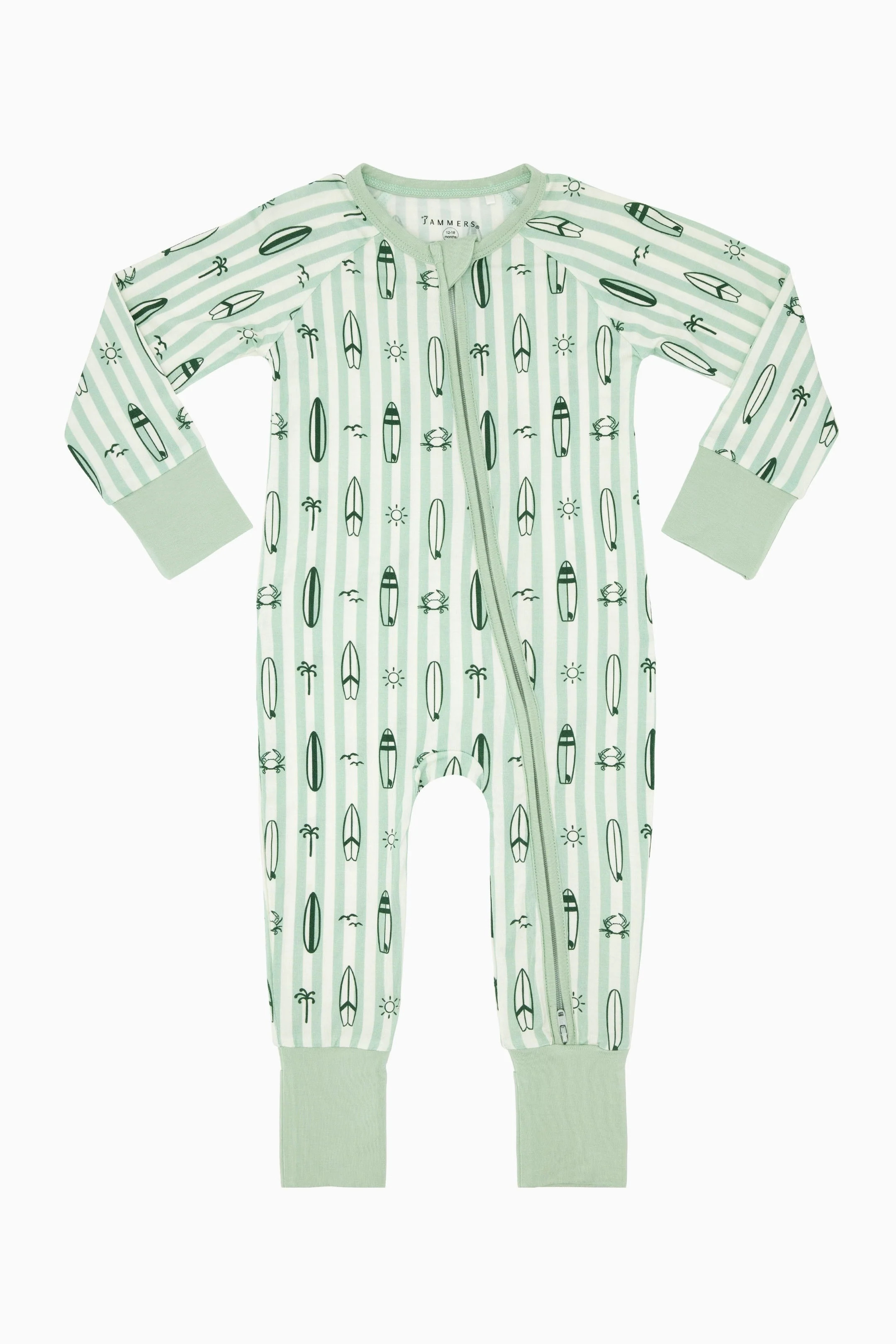 Green Surfs Up Zipper Romper | Cute Boys Pajamas | In My Jammers | In My Jammers