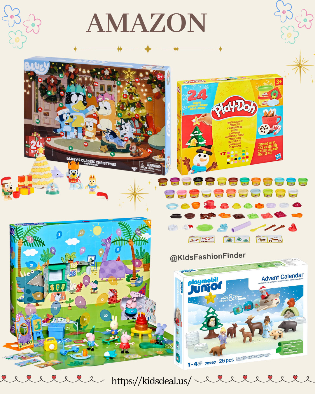 Christmas Advent Calendars - Perfect gift ideas! 🎄✨

Counting down to Christmas has never been more fun! 

Bluey, Peppa Pig, Play-Doh & Playmobil advent calendars are here 🎁

24 days of surprises for the little ones 💙🐷


#ChristmasCountdown #AdventCalendar #BlueyAdventCalendar #PeppaPig #PlayDoh #Playmobil #ChristmasGifts #KidsChristmas #HolidaySeason #GiftIdeas #Christmas2025 #ToddlerGifts #ChristmasMagic 🎅🎄🎁 

 

#LTKSaleAlert #LTKKids #LTKFamily