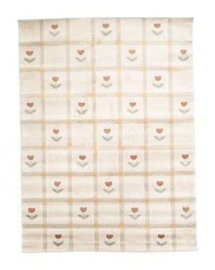Made In Turkey 5x8 Urban Floral Checkered Grid Super Soft Shag Rug | TJ Maxx