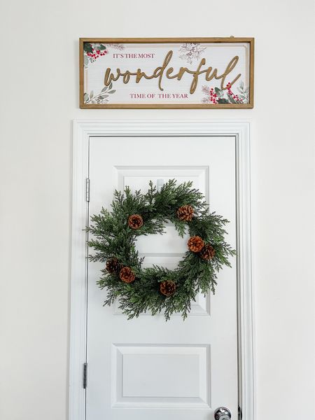 I love this sign it’s perfect over my pantry door! I’ve linked similar cedar and pine wreaths to the one I have. Christmas decor, Christmas wreath, Christmas sign, Christmas kitchen 

#LTKsalealert #LTKHoliday #LTKhome
