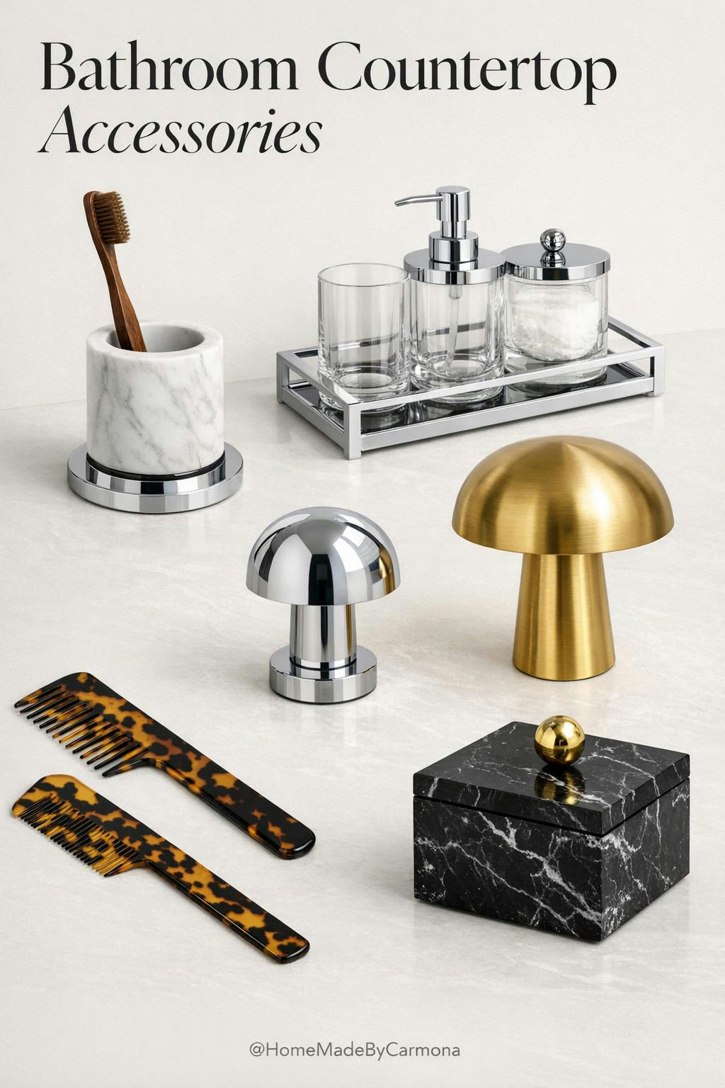 Bathroom Countertop Accessories that are stylish and keep the counters looking good even when it's a little messy. 

 #LTKHome