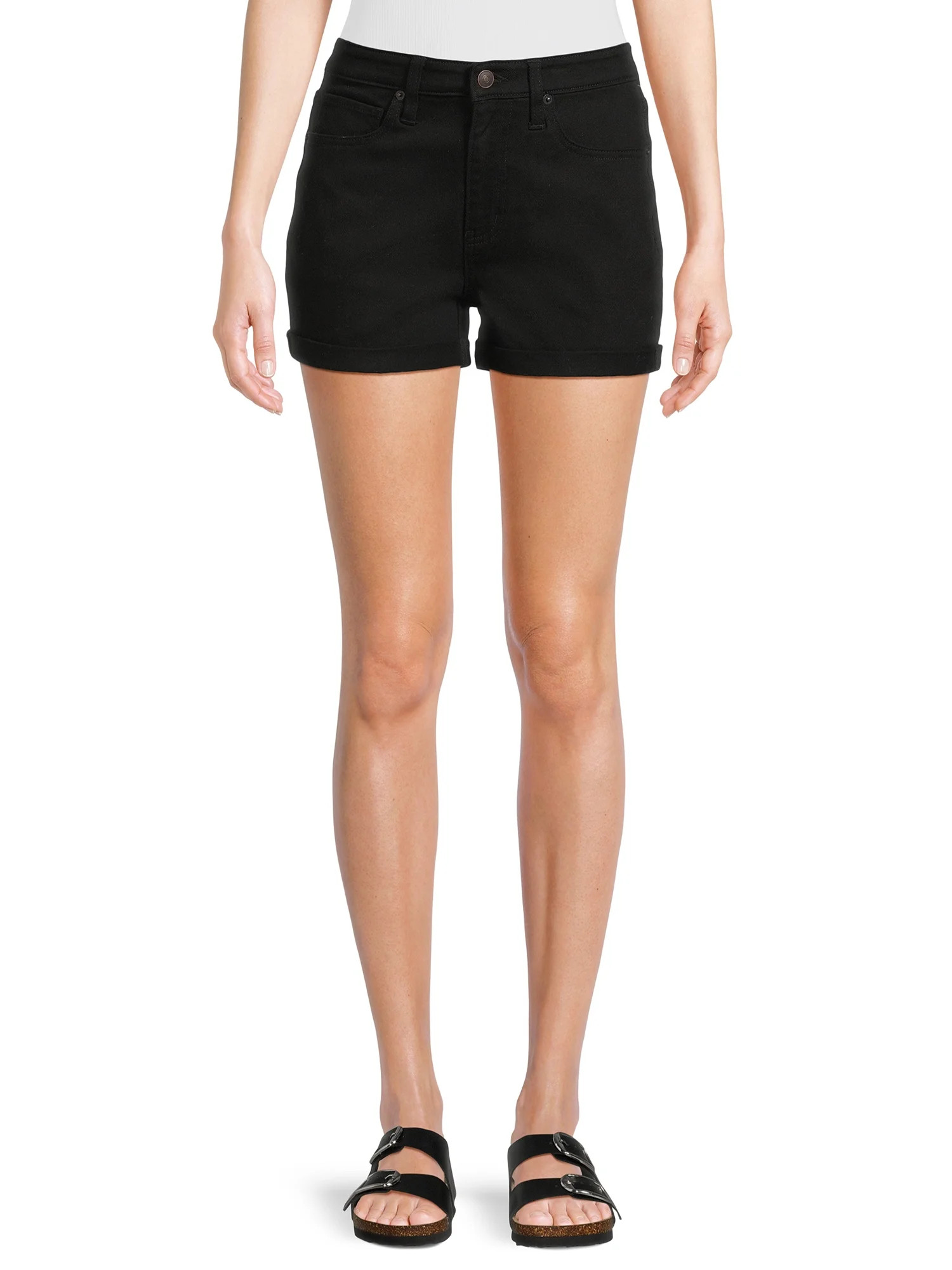 No Boundaries Junior's High Rise Denim Shorts, 3” Inseam, Sizes 1-21 | Walmart (US)