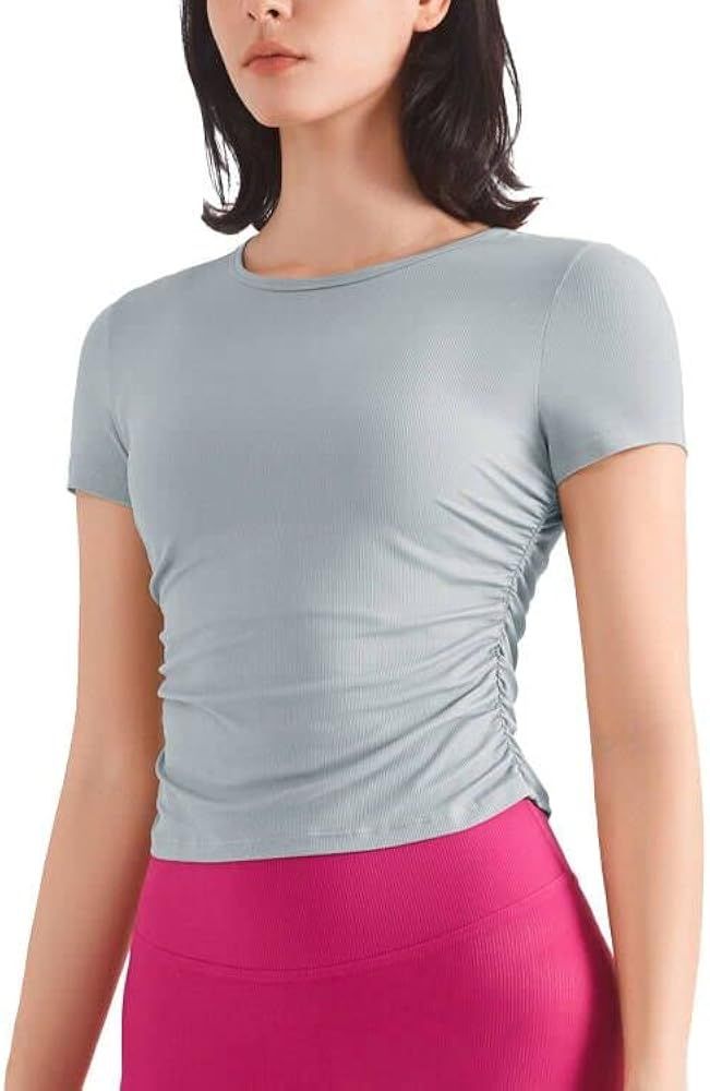 Amazon.com: altiland Workout Cropped T Shirts for Women, Athletic Gym Yoga Running Exercise Tops ... | Amazon (US)