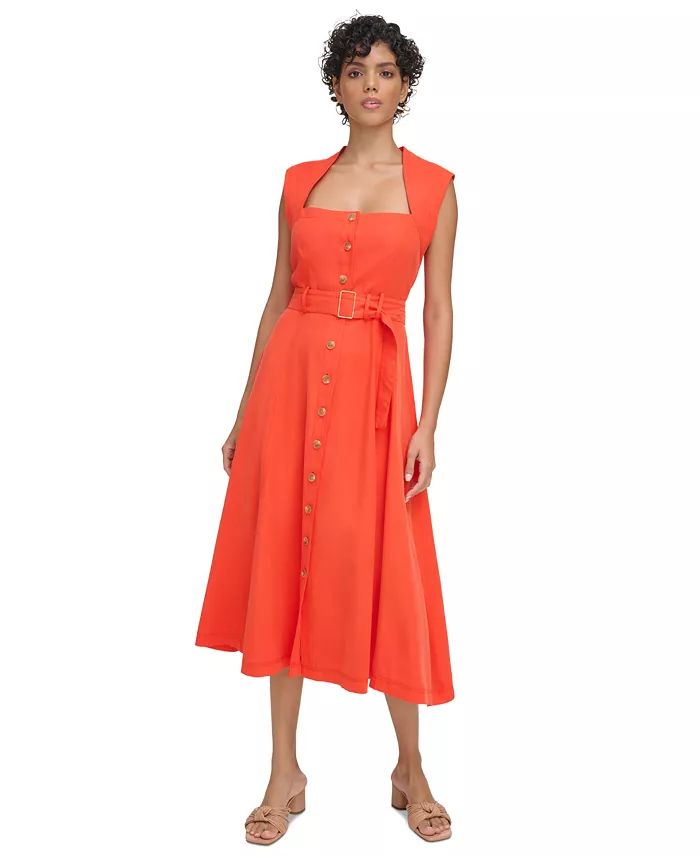 Calvin Klein Women's Button-Front A-Line Dress - Macy's | Macy's