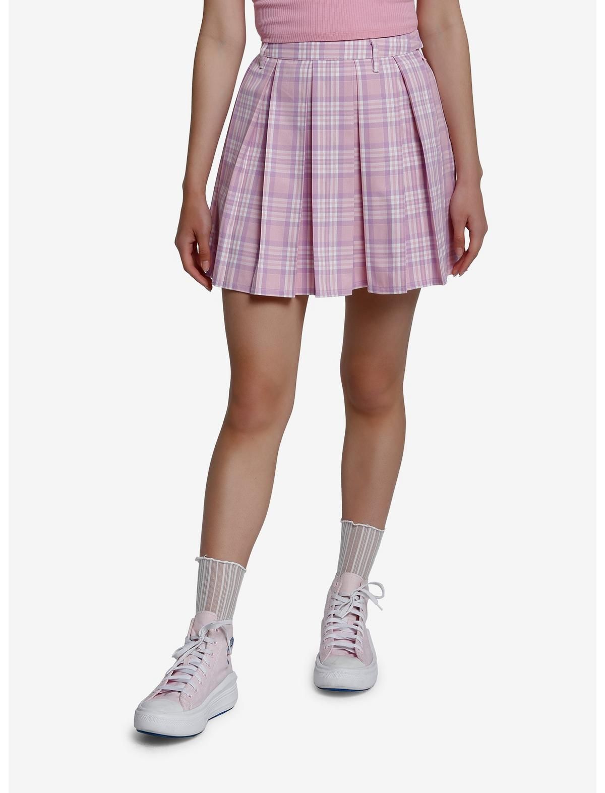 Sweet Society Pink & Lavender Plaid Pleated Skirt | Hot Topic | Hot Topic