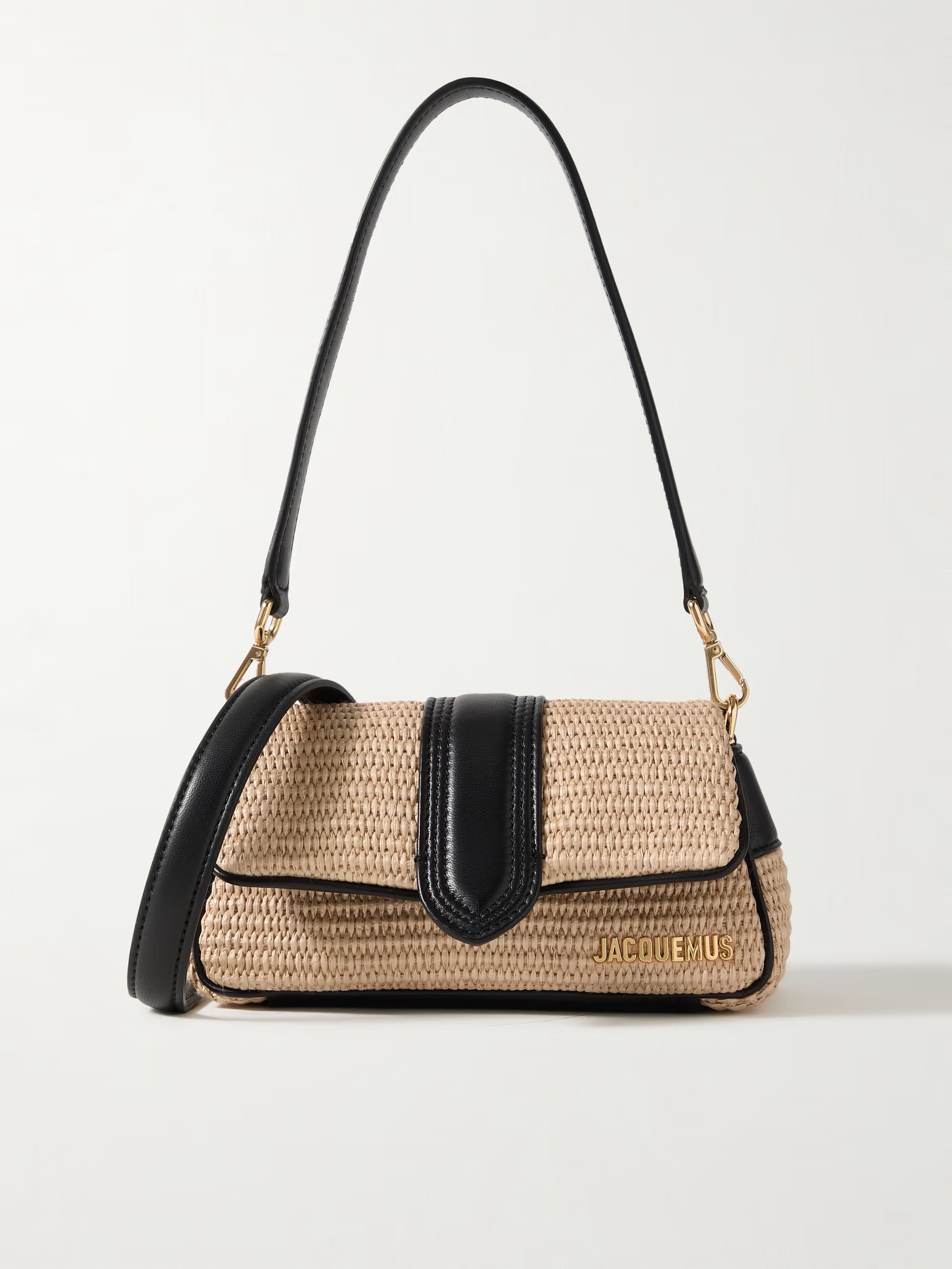 Le Petit Bambimou padded leather-trimmed raffia shoulder bag | NET-A-PORTER (US)
