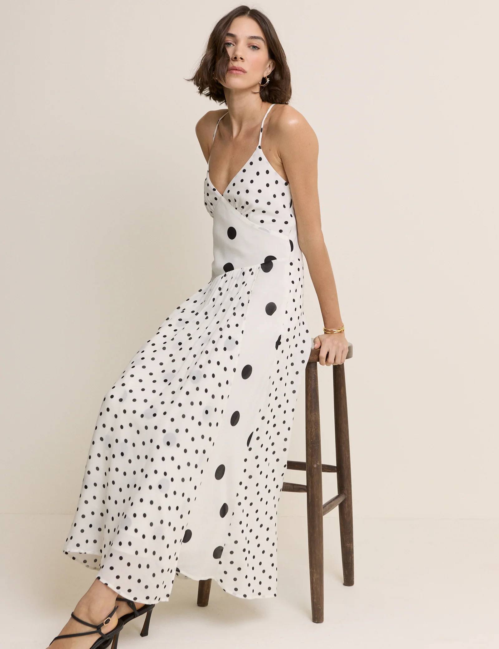 White Polka Dot Asymmetrical Dani Midi Dress | Nobody's Child