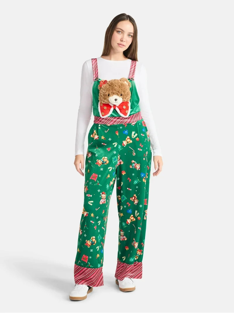 No Boundaries Christmas Teddy Bear Jumpsuit, Women’s | Walmart (US)