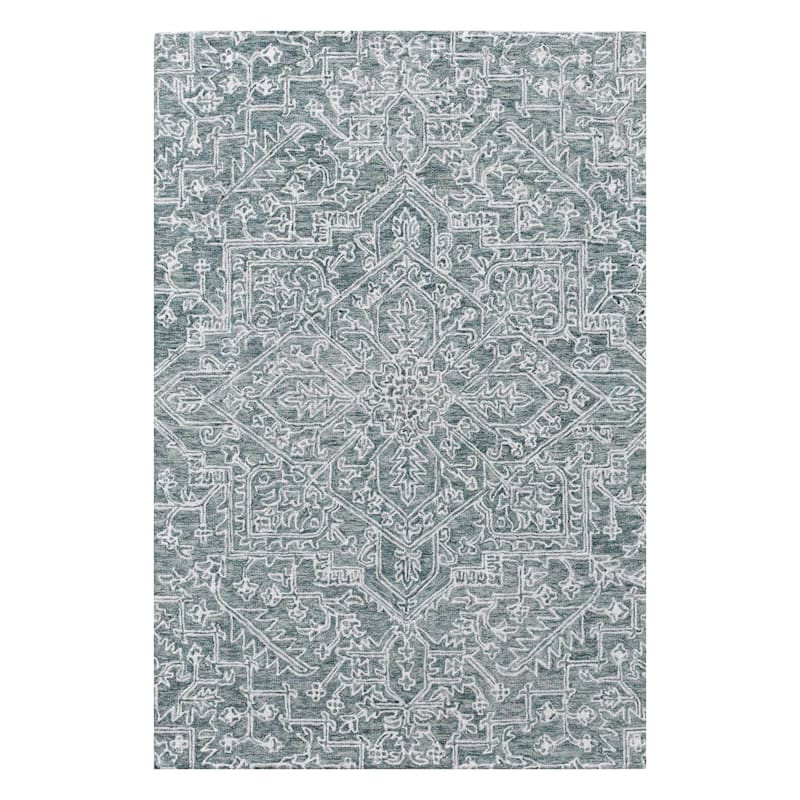 (A516) Giverny Blue Traditional Floral Area Rug, 7x9 | At Home