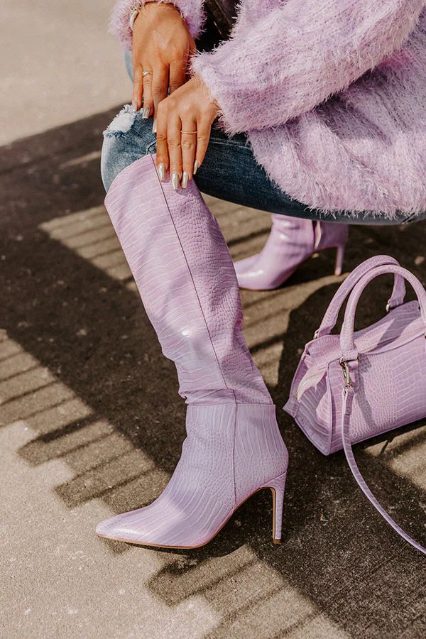 The Luella Faux Leather Knee High Boot In Violet | Impressions Online Boutique
