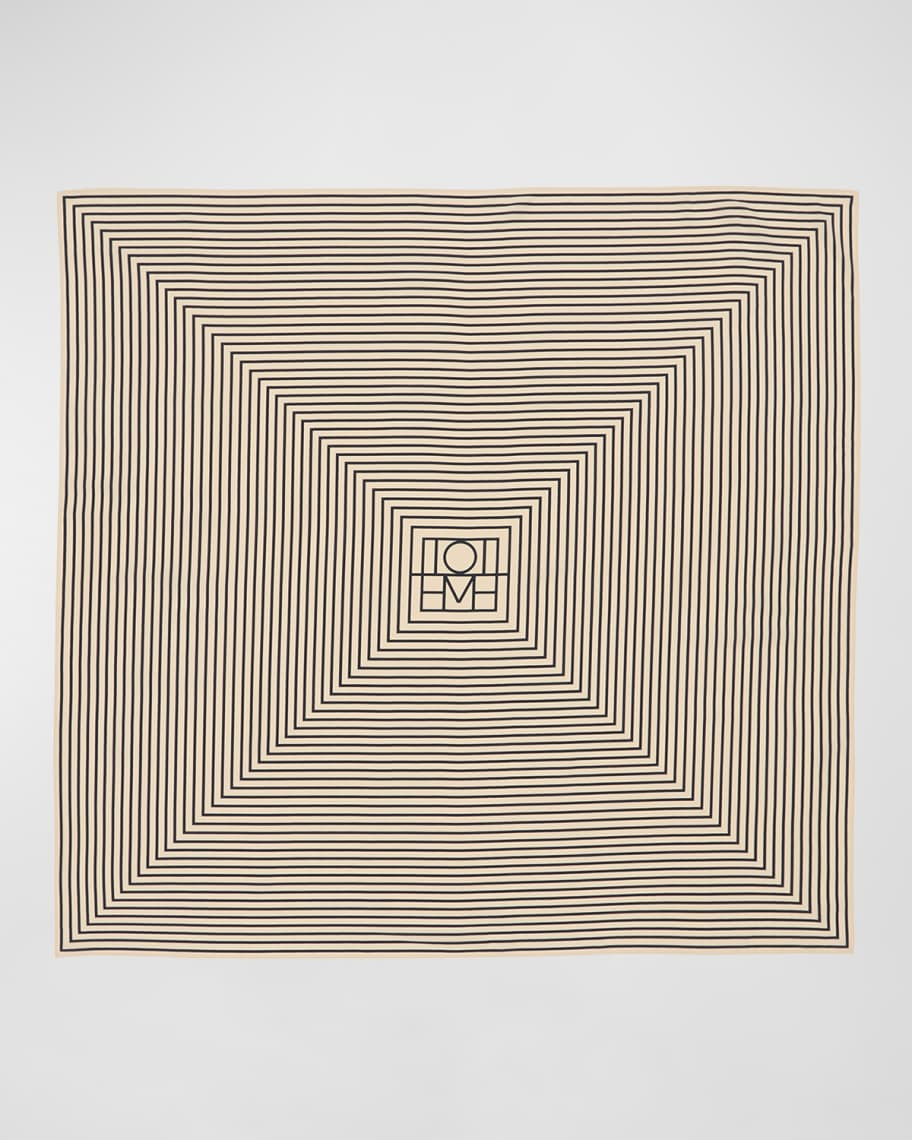 Toteme Centered Monogram Cotton-Silk Scarf | Neiman Marcus