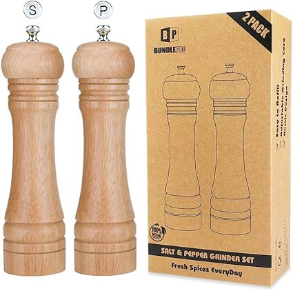 Salt and Pepper Grinder Set | Premium Oak Wood with Ceramic Core Mill | Adjustable Coarseness | E... | Amazon (CA)