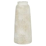 Deco 79 Terracotta Carved Vase with Cross Hatching Design, 8" x 8" x 17", White | Amazon (US)