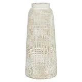 Deco 79 Terracotta Carved Vase with Cross Hatching Design, 8" x 8" x 17", White | Amazon (US)