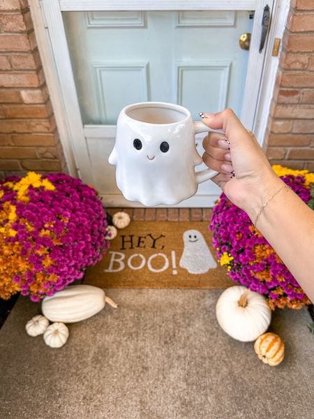 Front porch fall and Halloween decor. Mug is a target find, only $5. My Halloween front door mat is only $12! 

#halloweendecor #targetstyle #falldecor #targetfinds

#LTKHoliday #LTKhome #LTKSeasonal