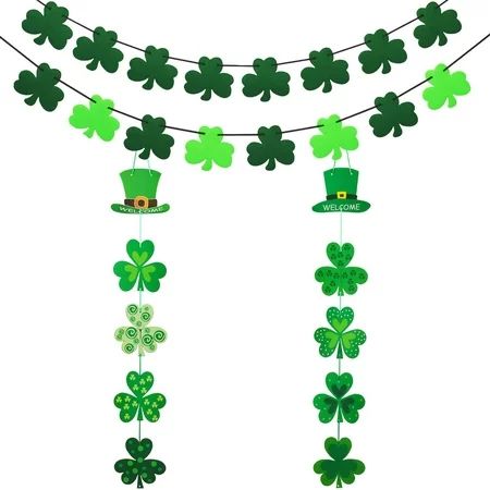4 Pieces St Patricks Day Shamrock Hanging Banner Decoration Felt Clover Irish Leprechau Shamrock Luc | Walmart (US)
