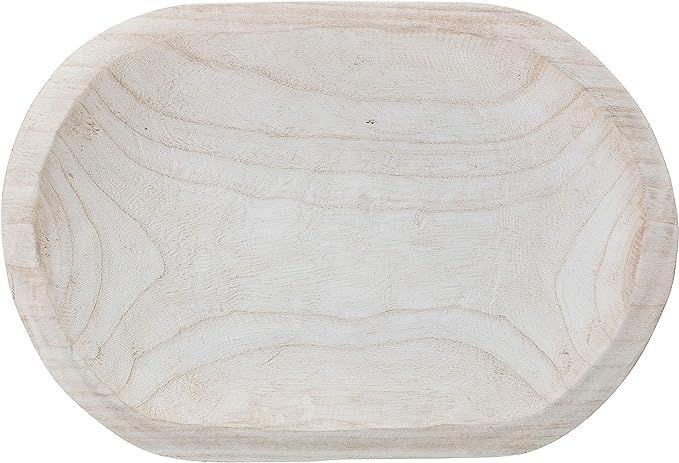 Bloomingville Hand-Carved Paulownia Wood Bowl with Whitewashed Finish | Amazon (US)