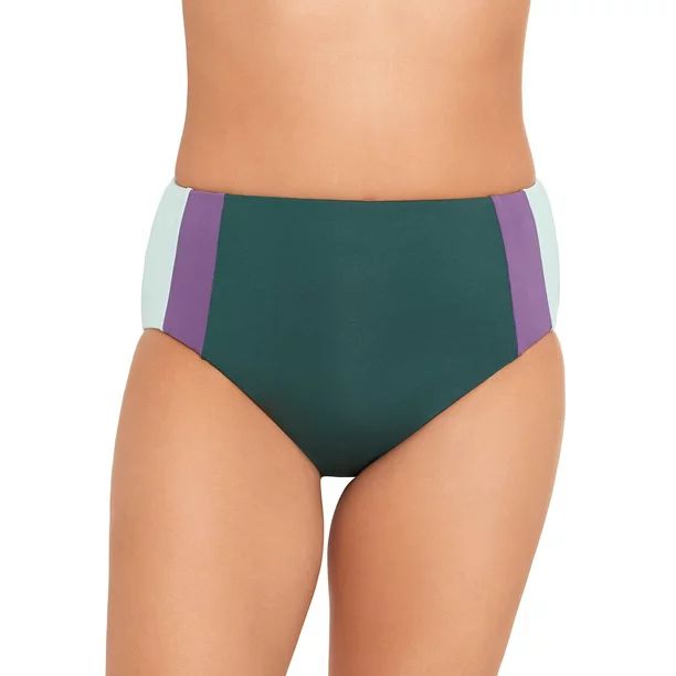 Time and Tru Women's Vertical Colorblock Swimsuit Bikini Bottom | Walmart (US)
