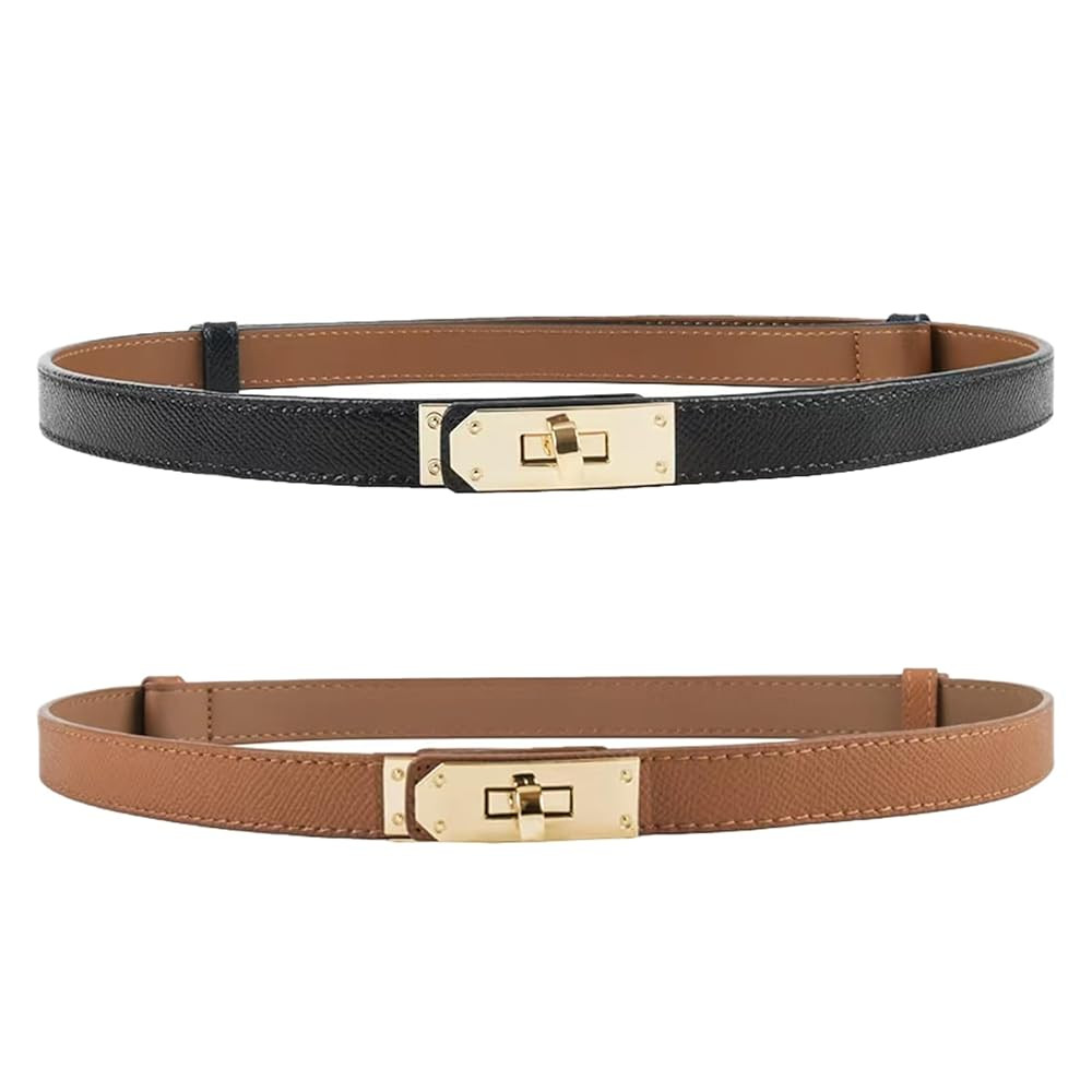 Women's Skinny Leather Belts Thin Waist Belt for Women with Turn Lock Buckle, Belts Woman Adjusta... | Amazon (CA)