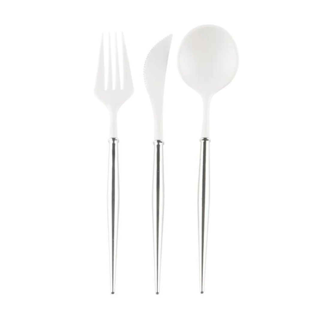 White And Silver 24pc Bella Assorted Cutlery Set | Ellie and Piper