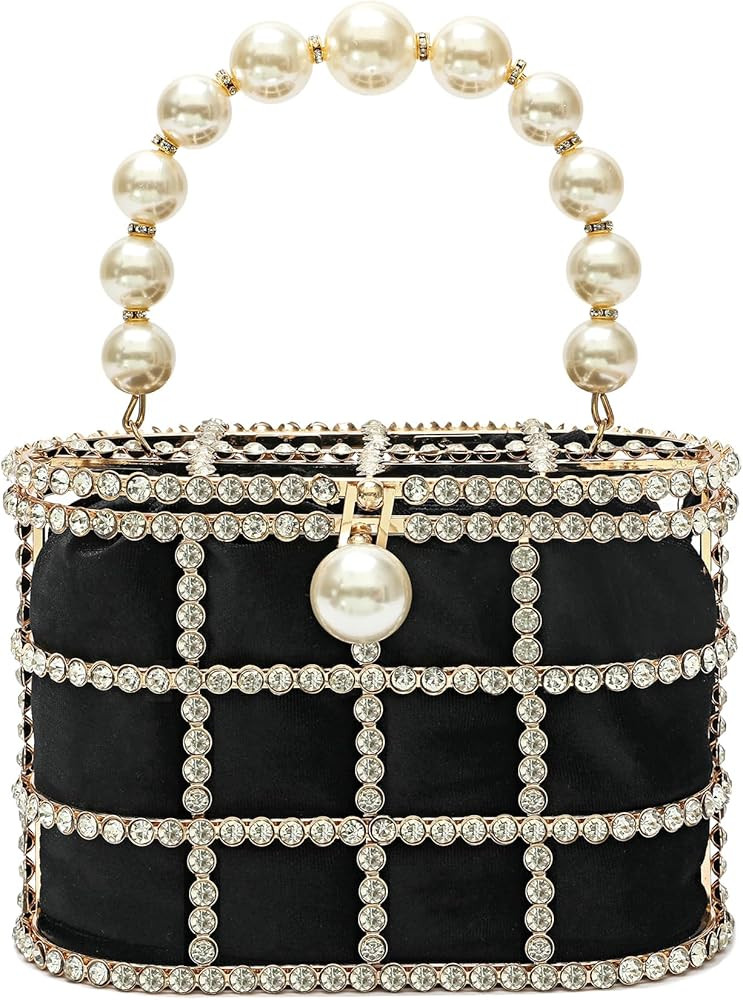 Evening Handbag Women Clutch Purses with Pearl Diamonds for Wedding Prom Birthday Party Dinner Ac... | Amazon (US)