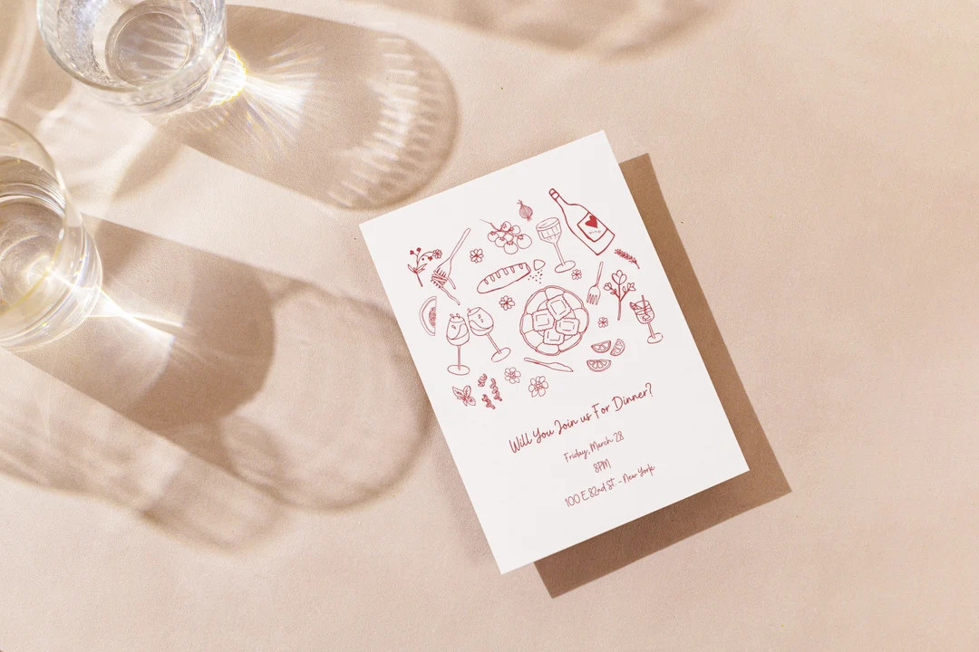 DINNER PARTY INVITE Template Dinner Party Invitation Playful, Hand Drawn Download - Etsy | Etsy (US)