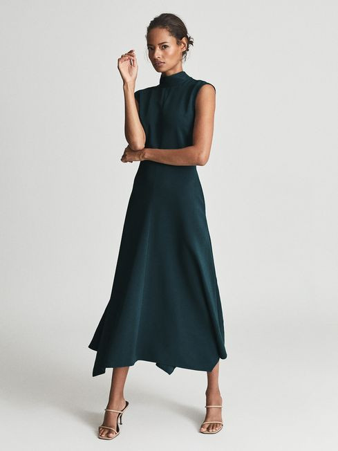 Reiss Teal Livvy Open Back Midi Dress | Reiss US