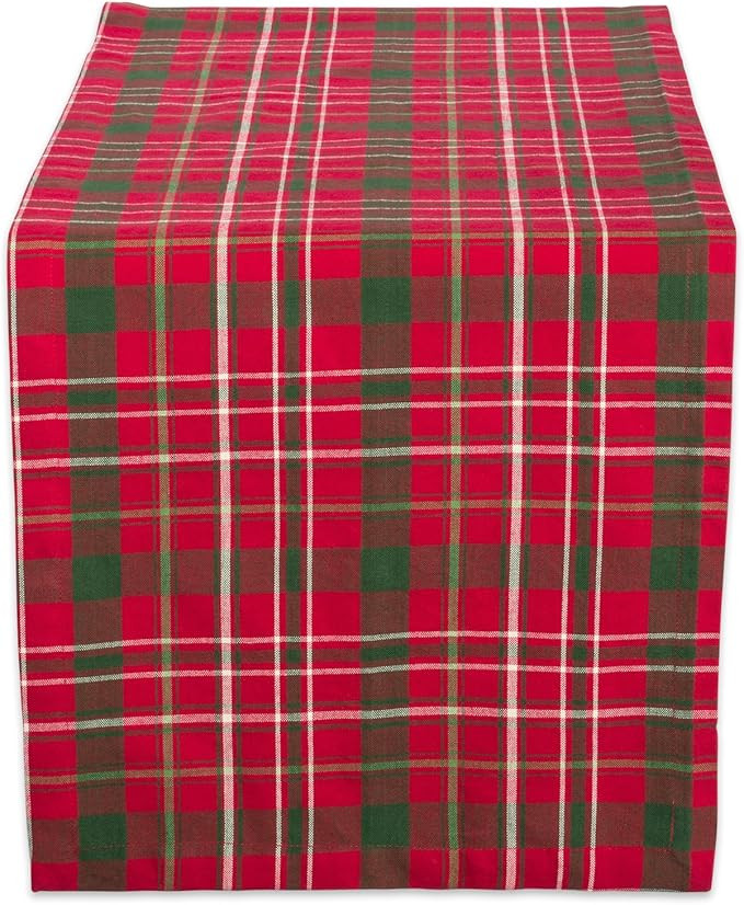 DII Holiday Dining Table Linen Collection Tartan Holly Plaid, Christmas Table Runner, 14x108, Red... | Amazon (US)