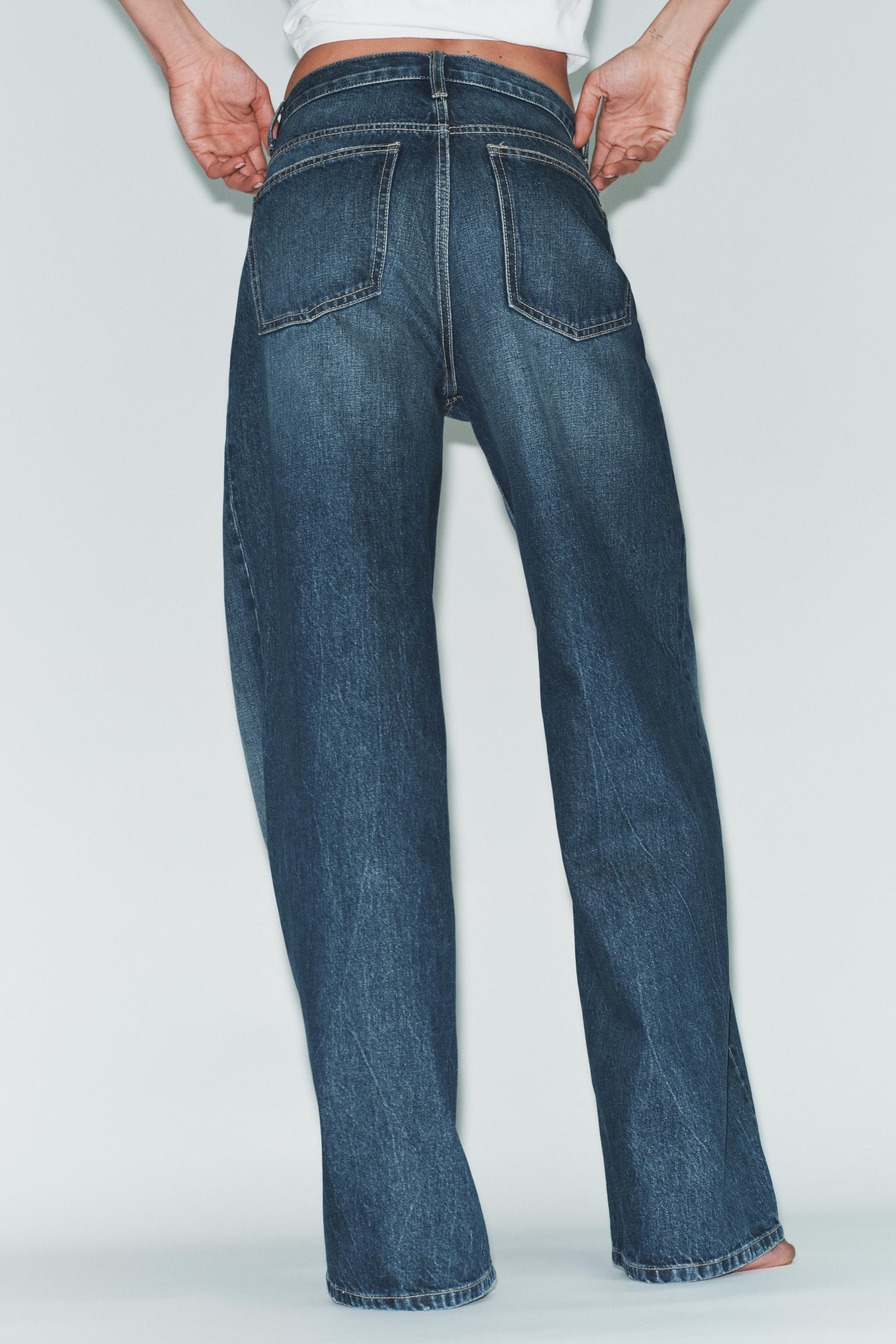TRF HIGH-WAIST CROSSOVER WAIST WIDE LEG JEANS | Zara US