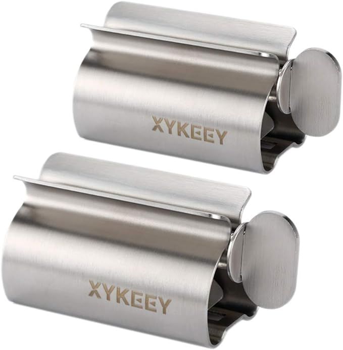XYKEEY Set of 2 Toothpaste Squeezer Rollers, Metal Toothpaste Tube Wringer Seat Holder Stand (Sta... | Amazon (US)