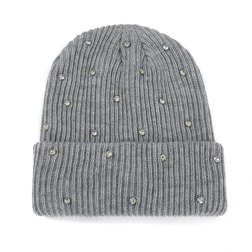 Women's Knit Beanie Hat Soft Slouchy Warm Cuffed Beanie Hat with Rhinestones Winter Hats for Wome... | Amazon (US)