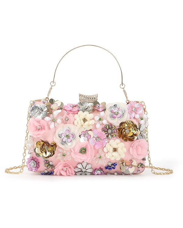 Lanpet Women Clutches Flower Evening Handbag Chain Strap Shoulder Bag | Amazon (US)