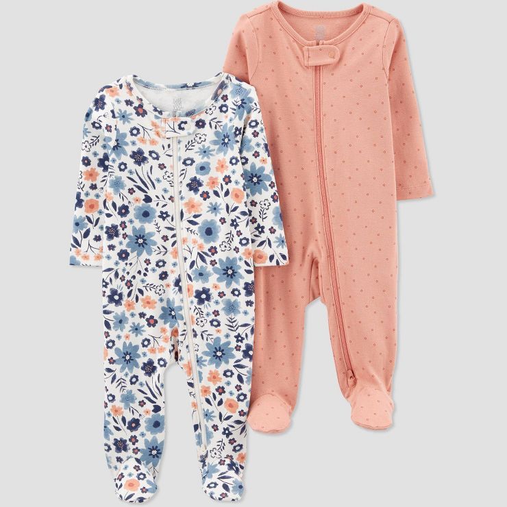 Carter's Just One You®️ Baby Girls' 2pk Floral Sleep N' Play - Navy Blue/Pink | Target