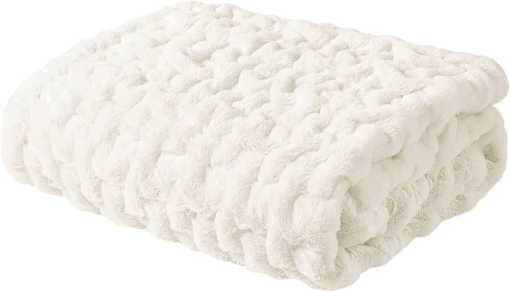 Madison Park Ruched Fur Luxury Throw Premium Soft Cozy Brushed Long Faux Fur For Bed, Couch or So... | Amazon (US)