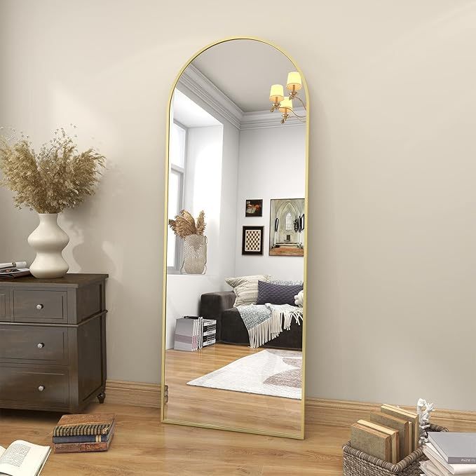 BEAUTYPEAK 64"x21" Arch Floor Mirror, Full Length Wall Hanging or Leaning Arched-Top Full Body Mi... | Amazon (US)